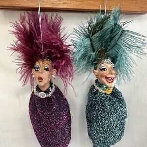 2‎ Katherine's Collection Retired Showgirl Mardi Gras Candy Bag Ornament Kleski